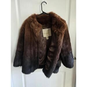 Vintage Elegant Vibes Du Monde Faux Fur Ombre Coat Sz L